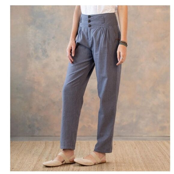 Sundance Amelia Pant in Blue Stripe  Wide waistband Size 8 - Picture 2 of 8